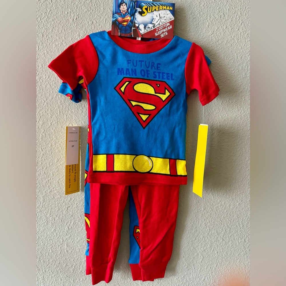Superman Boys Cotton 4pc Pajama Pants Set, 2T, NWT